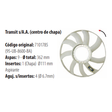 Paletas Transit sin Aire 1841