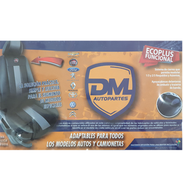 Fundas para Asientos Universal "Peugeot" Convertible 1 / 3 2 / 3 / Enteriza negra Cuerina Eco