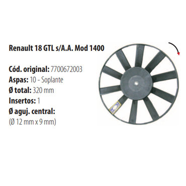 Paletas Renault 18 Gtl sin Aire Acondicionado 2954