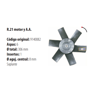 Paletas Renault 21 para Motor y Aire Acond. 1992