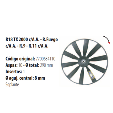 Paletas Fuego con Aire Acond. Motor 2955
