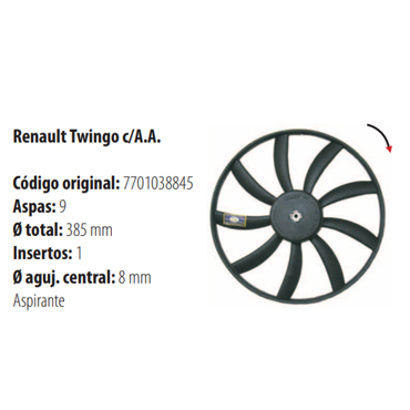 Paletas Twingo M / N sin Aire Acondicionado 9 Aspas 1930