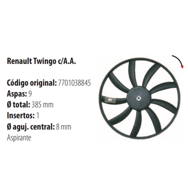 Paletas Twingo con Aire Acond. 1930 9 Aspas