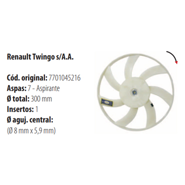Paletas Twingo M / N sin Aire Acondicionado 7 Aspas 1859