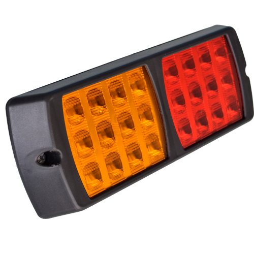 Faro de Giro Rectangular 12 LED Bivoltaje Ambar/Rojo 270X95X40 Mm