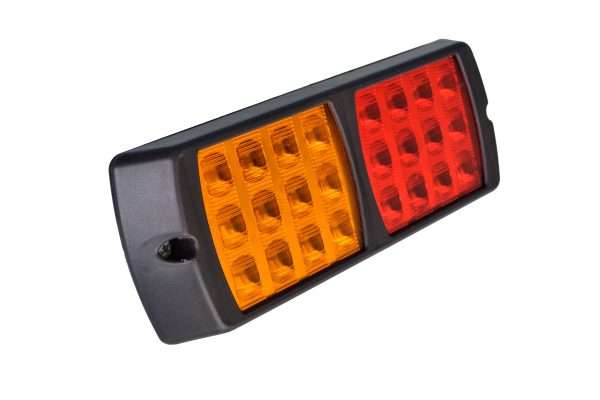 Faro de Giro Rectangular 12 LED Bivoltaje Ambar/Rojo 270X95X40 Mm