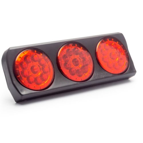 Faro Trasero Triple Redondo "3 Marias" LED Bivoltaje Rojo 833-10