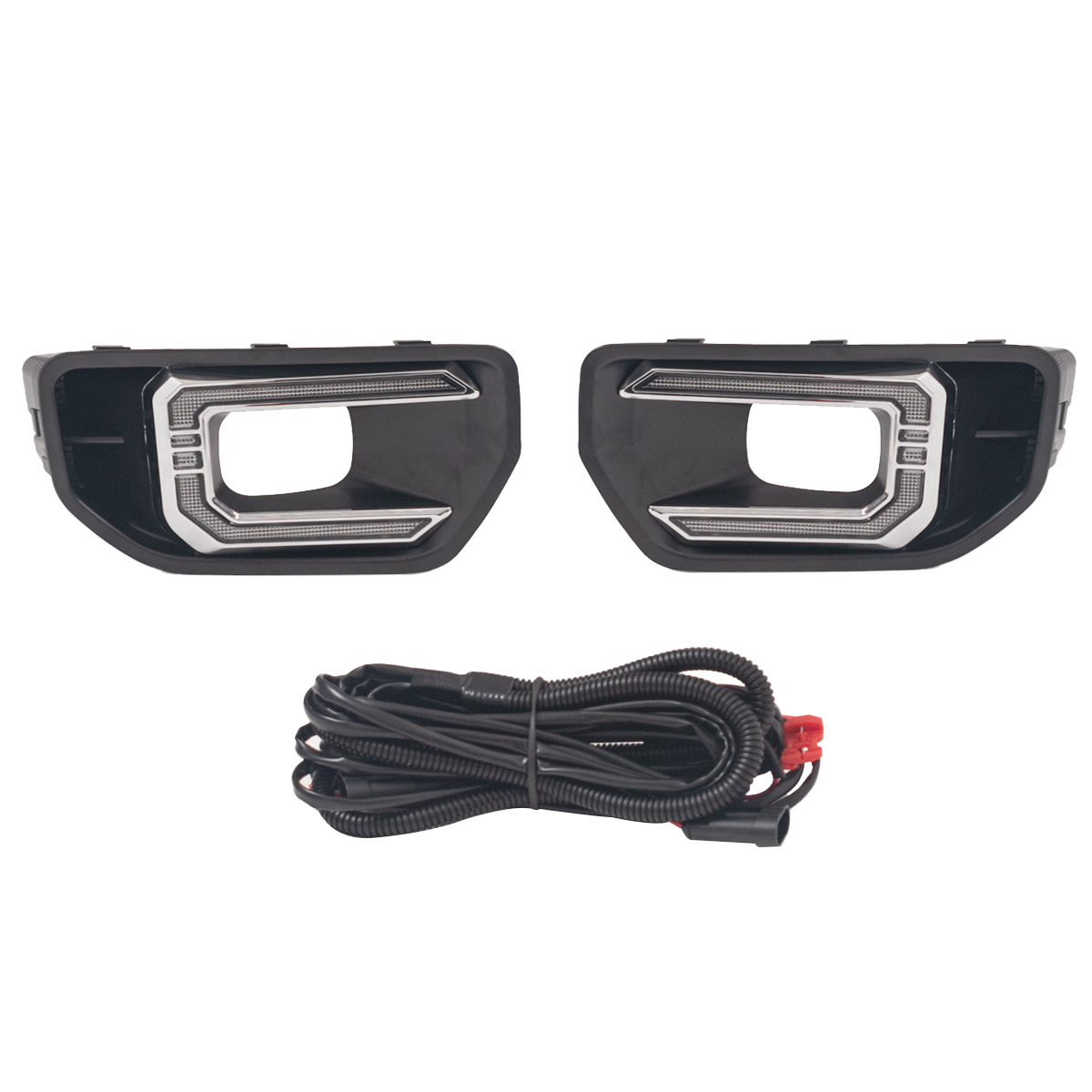 01-028-231.jpg Moldura exterior para Ford Ranger desde 2023 kit grillas con cromado con luz diurna y giro secuencial