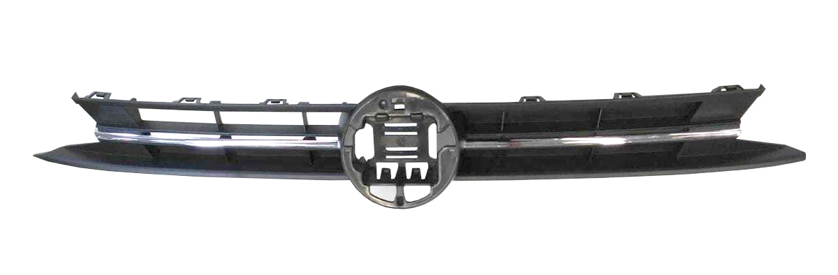 06-031-129.jpg Parrilla para Volkswagen Polo 18/22/Virtus 2018/2023 negra brillante con molduras cromadas